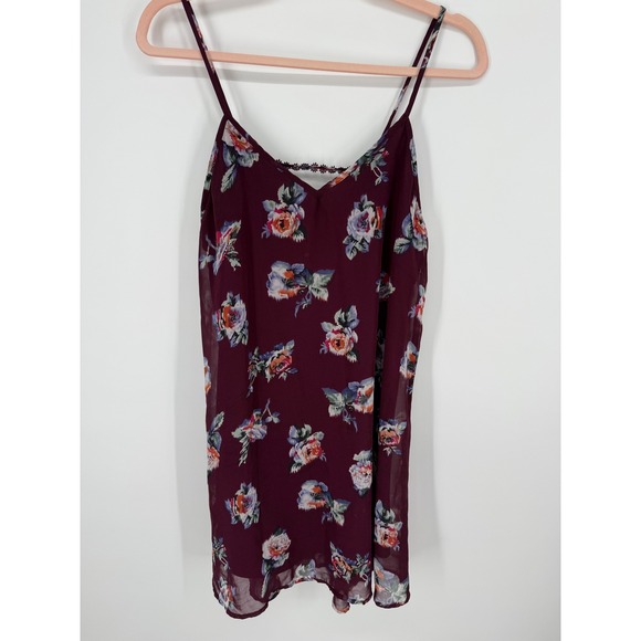 Pink Republic Dresses & Skirts - Pink Republic Maddy K Dress Women Medium Burgundy Floral Crochet Back Whimsygoth